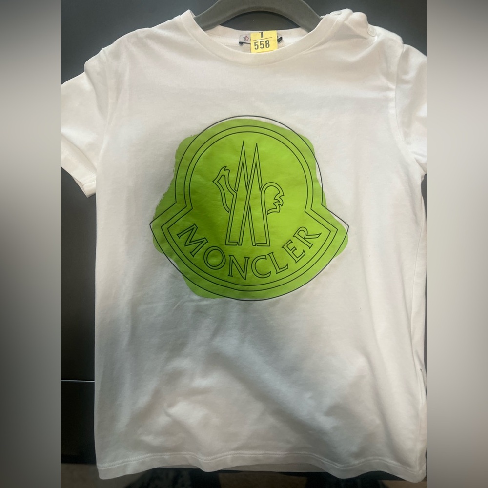 Moncler Kids White T-Shirt with Green Logo